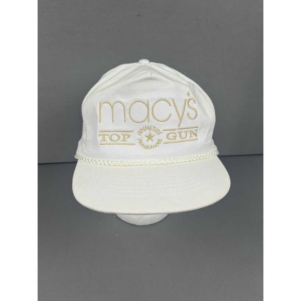 Vintage Macy's Top Gun Hat Cosmetics Fragrances White Rope Employee Performance - Picture 14 of 14